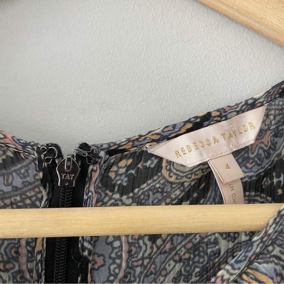 Rebecca Taylor Selene Paisley Voile Dress in Bleu Combo Size 4 - Picture 7 of 8